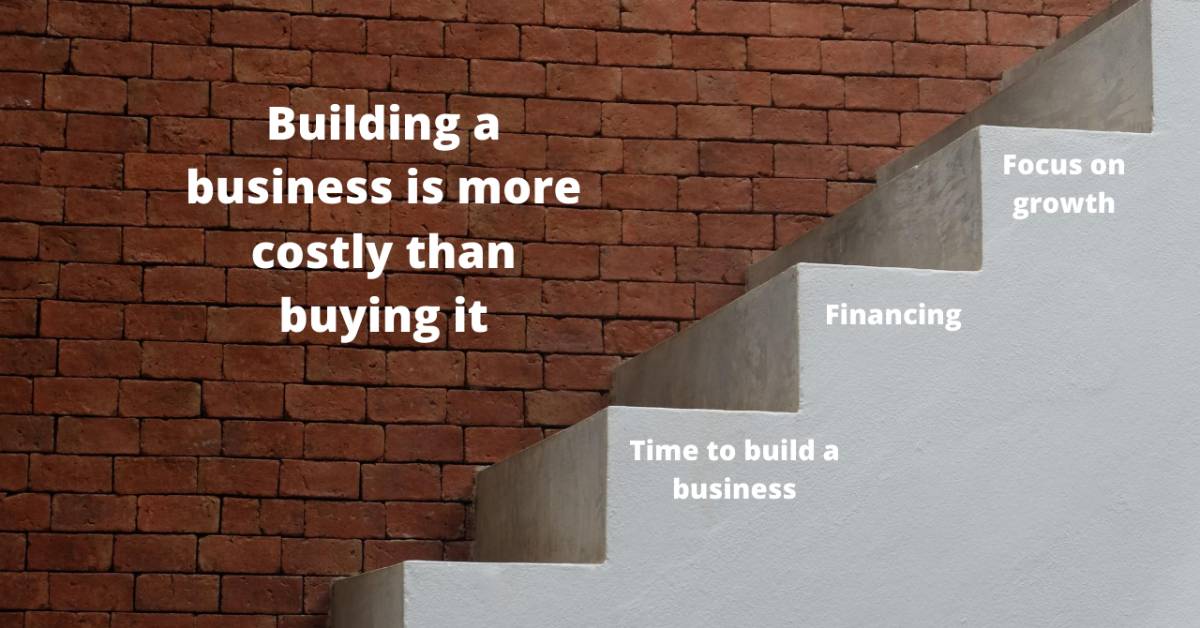 Building a business is more costly than buying it